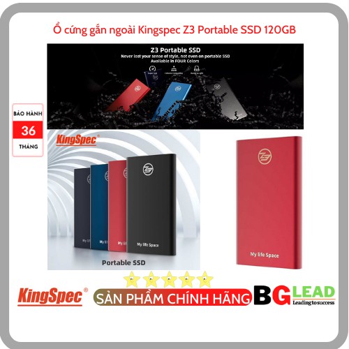 Ổ cứng gắn ngoài |Ổ cứng di động| Kingspec Z3 Portable SSD 120...480GB - Chính hãng, Mai Hoàng phân phối và bảo hành