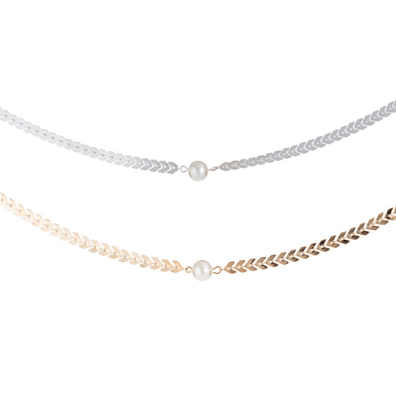 Vòng Cổ Choker Hình Xương Cá Và Ngọc Trai Thời Trang Hàn Quốc