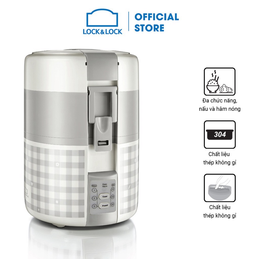 [HÀNG CHÍNH HÃNG] Hộp cơm điện Lock&Lock màu xám 2L EJR216