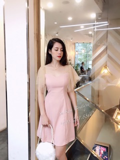 Váy xoè pha tay lưới