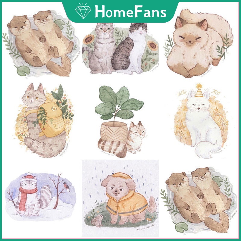 Bộ tranh đính đá 5D tự làm hình động vật đáng yêu kích thước 30x30cm