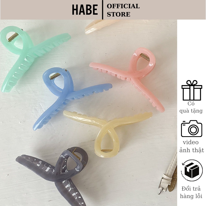 Kẹp tóc đẹp càng cua Hàn Quốc Ulzzang basic màu trơn HABE PKT06