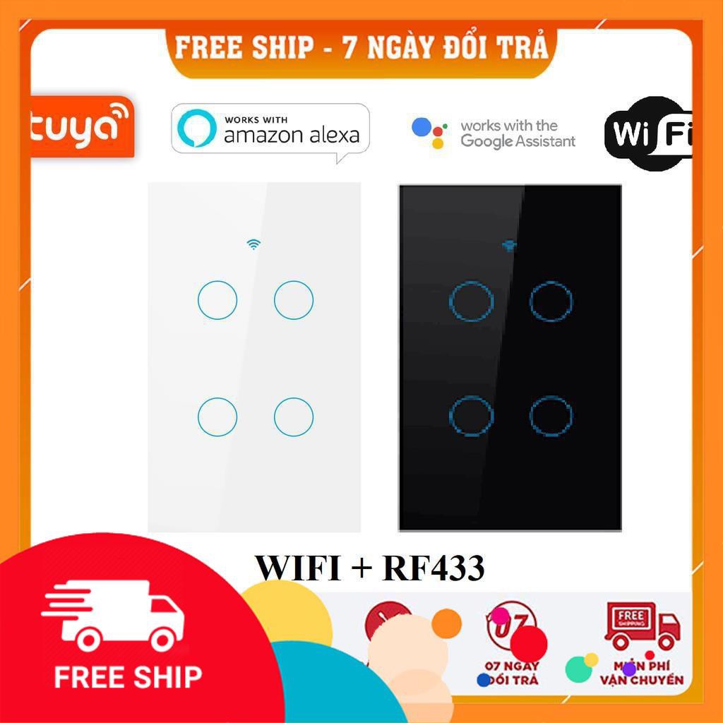 [bh 6 tháng]Công Tắc Thông Minh Wifi Tuya SmartLife Cảm Ứng 4 Nút Hình Chữ Nhật Điều Khiển Từ Xa