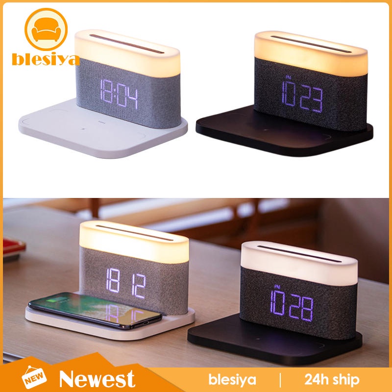 Bộ Sạc Không Dây Tích Hợp Đồng Hồ Báo Thức Kỹ Thuật Số 3 Trong 1 Có Đèn LED Ban Đêm