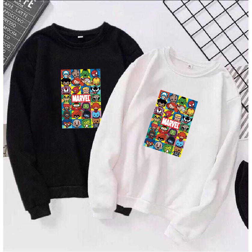 Áo nỉ sweater hoạt hình marvel avenger form suông rộng unisex, cổ tròn chất vải nỉ bông siêu ấm áo hoodie mixi
