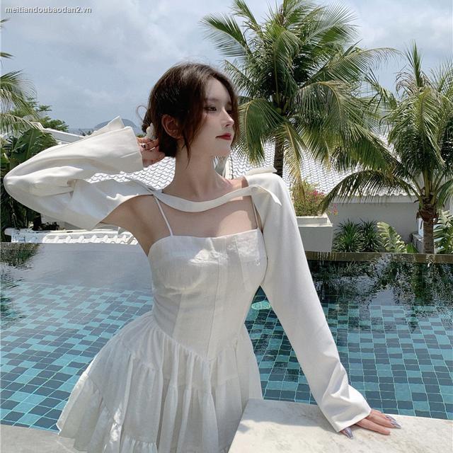 Đầm Hai Dây Dáng Chữ A Thiết Kế Xếp Ly Phong Cách Pháp Thời Trang Mùa Hè Cho Nữ