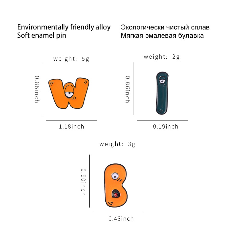 Huy Hiệu Cài Áo Hình 26 Chữ Cái Tiếng Anh Họa Tiết Hoạt Hình Ngộ Nghĩnh