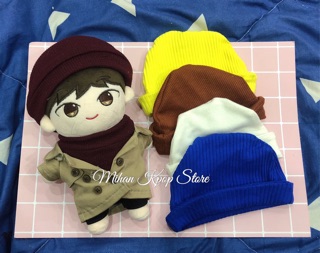Mũ beanie trơn cho doll 20cm