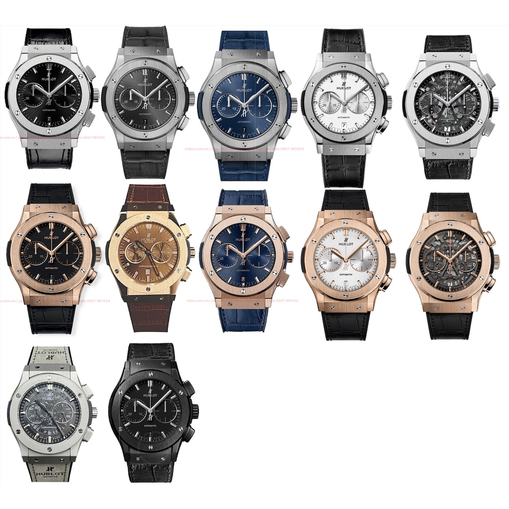 Đông hồ nam Hublot máy chonograph chạy full 5 kim mặt trơn size 42mm [TẶNG KÈM CẶP DÂY CAO SU ĐEN]