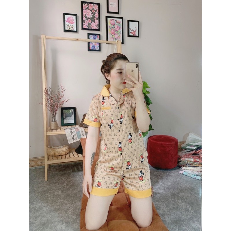 [ACQC] BỘ PIJAMA LỤA HÌNH CỔ TRƠN