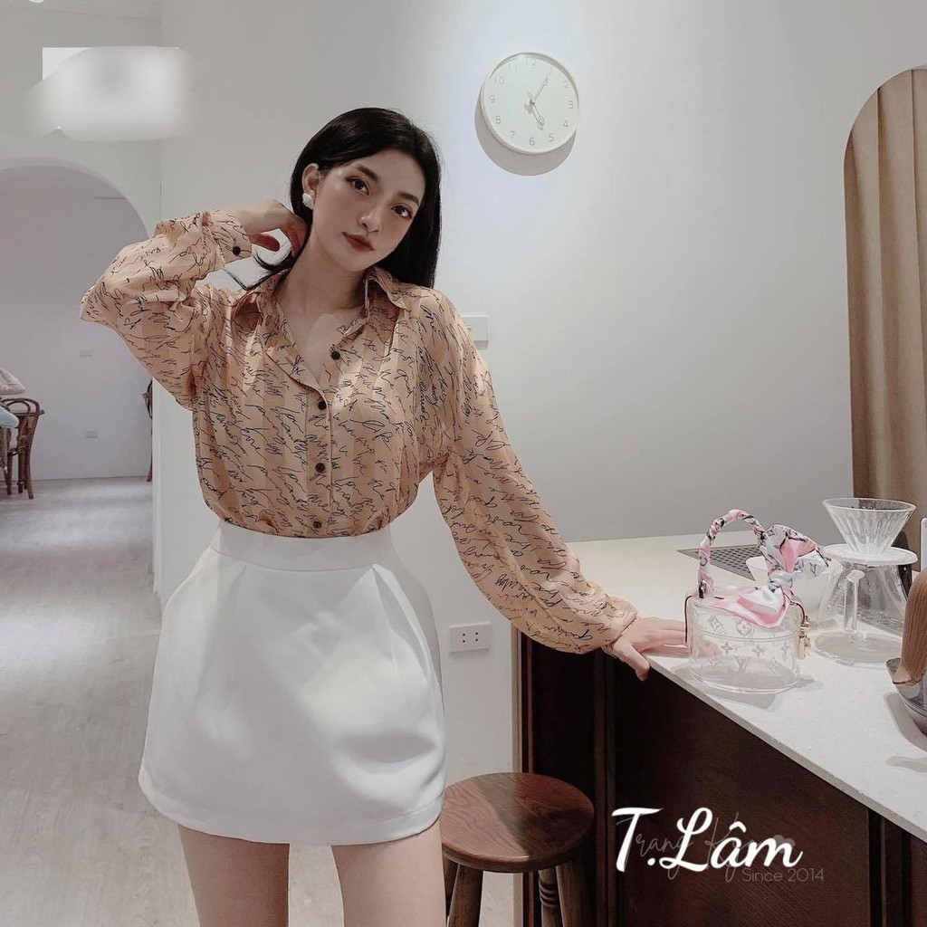 Áo sơmi tằm ý in chữ_CHIBEST_AD039