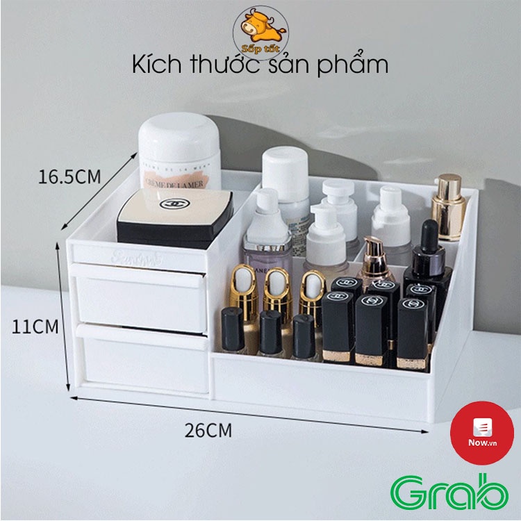 kệ mỹ phẩm để bàn trang điểm, hộp đựng đồ trang điểm makeup bằng nhựa cao cấp sk363