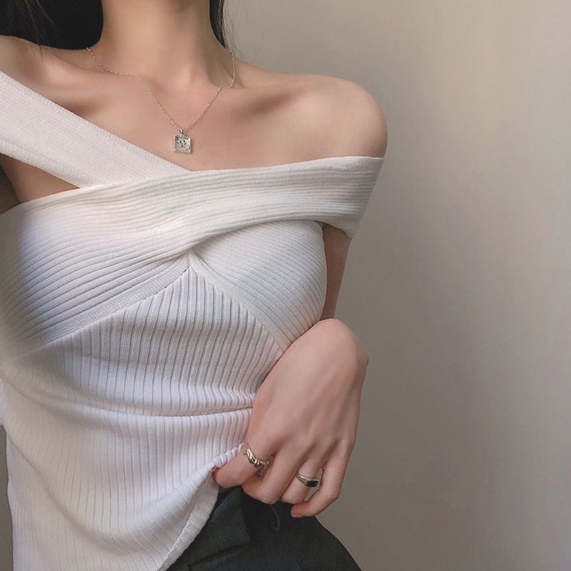 Áo Thun Cotton Tăm Cổ Chéo Mặc Nhiều Kiểu