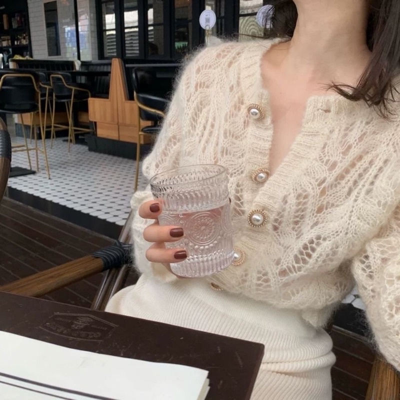 Áo len lưới  ảnh khách mặc thật