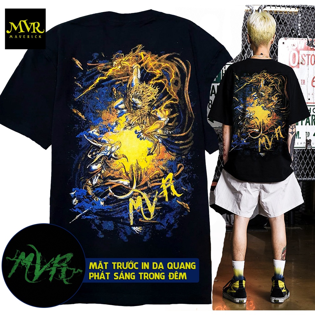 Cao Cấp Áo Thun In Hình Cuộc Chiến Thần Thoại Anubis vs Zeus Vải Cotton Xuất Mỹ Logo Dạ Quang Phát Sáng Local Brand MVR