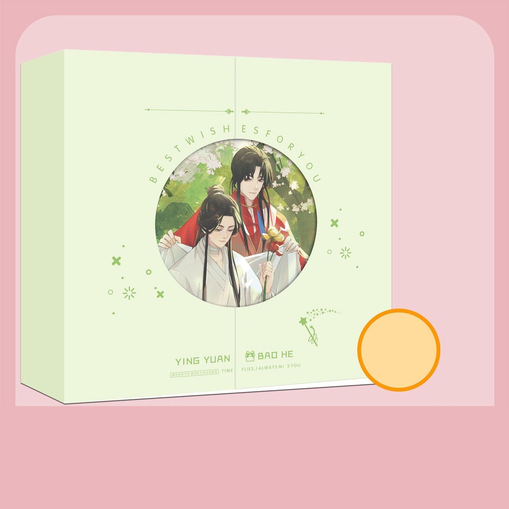 Hộp quà Thiên quan tứ phúc viền tròn có postcard bookmark banner huy hiệu anime chibi