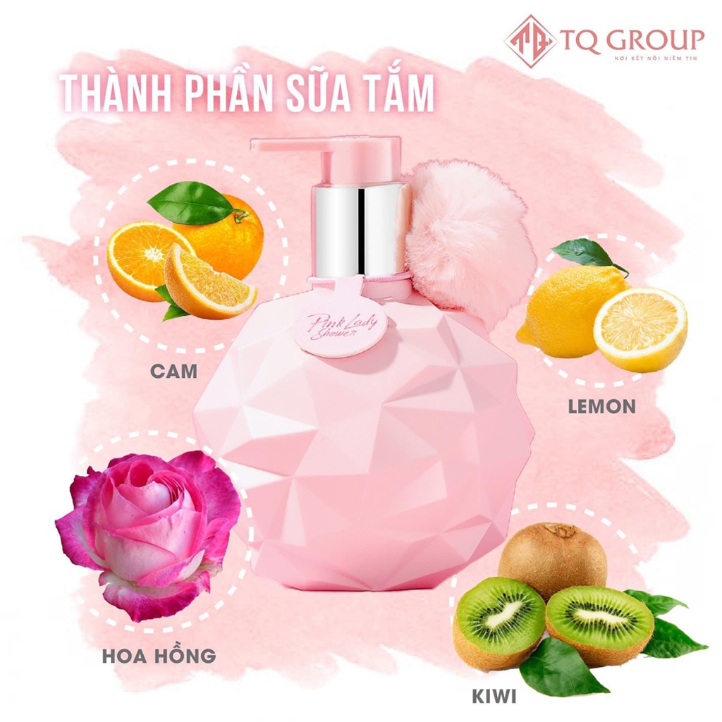 Sữa tắm xông trắng hương nước hoa Pink Lady Shower, dưỡng trắng da toàn thân mịn màng, Acosmetics 300ml, tặng bông tắm | BigBuy360 - bigbuy360.vn