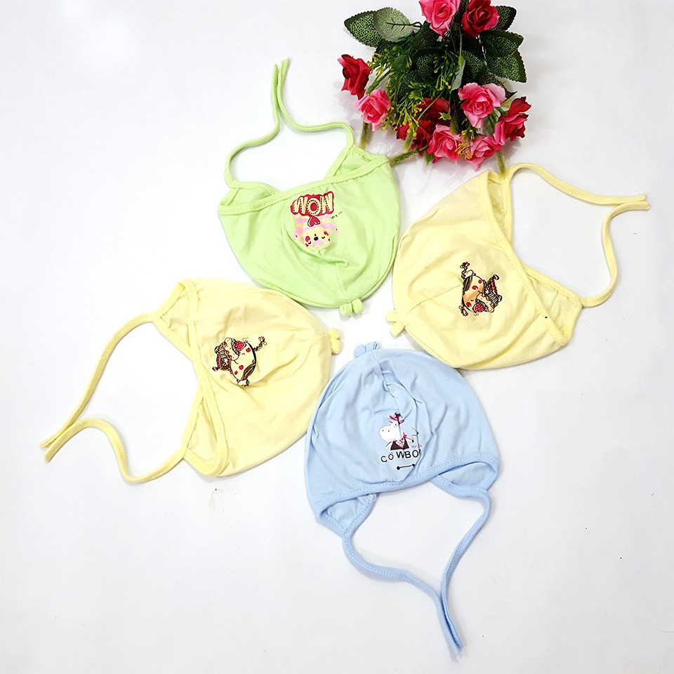 Mũ Sơ Sinh Cotton Buộc Dây, Mũ Cài Quai Cho Bé - SP000635