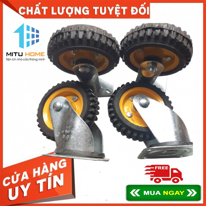 4 Bánh xe cao su 16cmx5cm - MITUHOME - Bộ 4 bánh gồm 2 bánh xoay 360 độ, 2 bánh cố định chịu lực 300kg