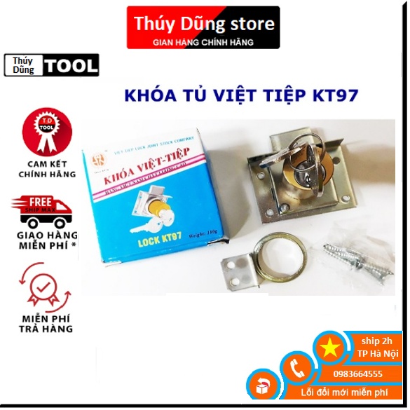 Ổ Khóa Tủ VIỆT TIỆP KT97 Bằng Đồng Thau