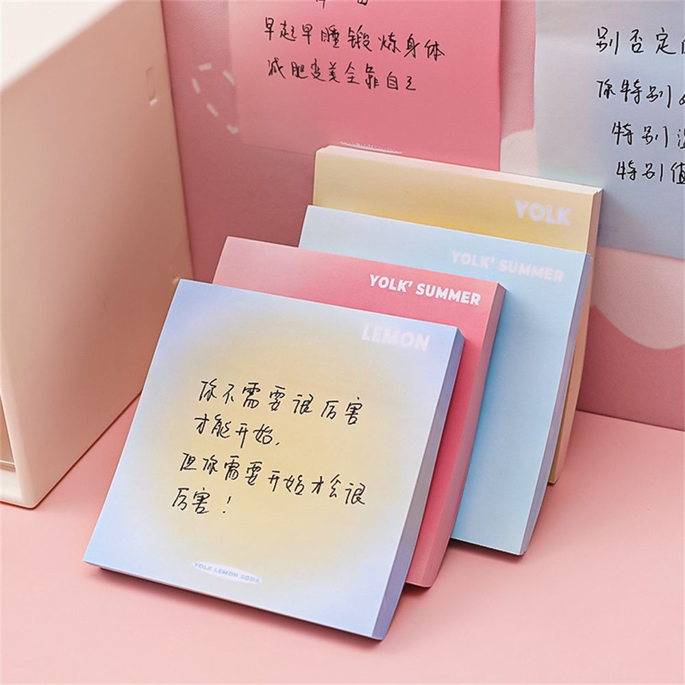 Set 50 tờ giấy ghi chú tự dính màu gradient họa tiết hoạt hình đơn giản