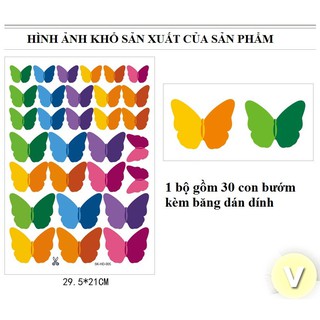 Decal Bướm 3D nhiều màu