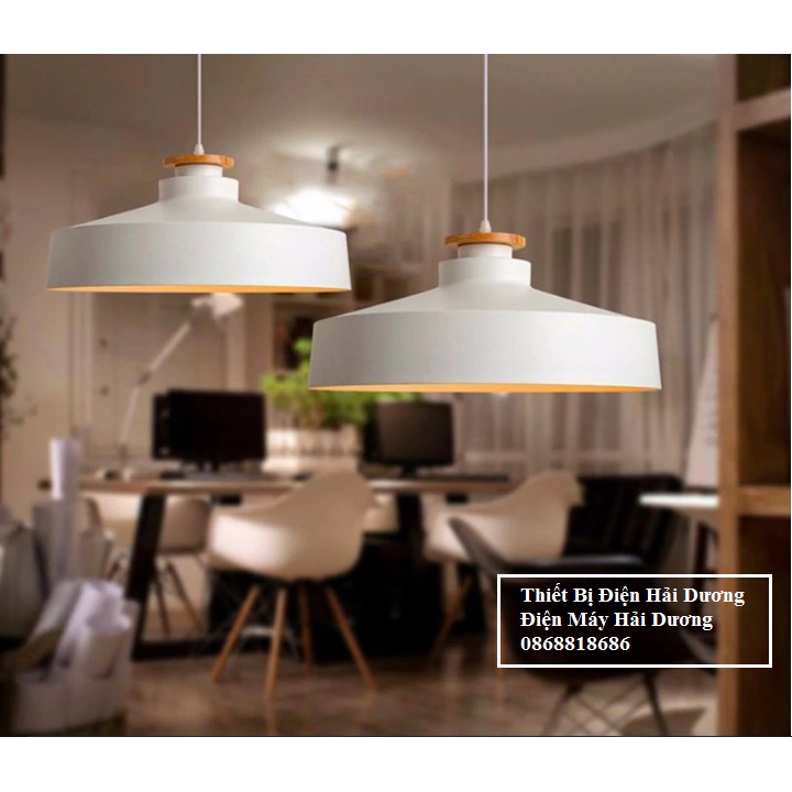 Chao đèn tròn nắp gỗ decor phong cách Bắc Âu TN123 (Trắng/Đen)