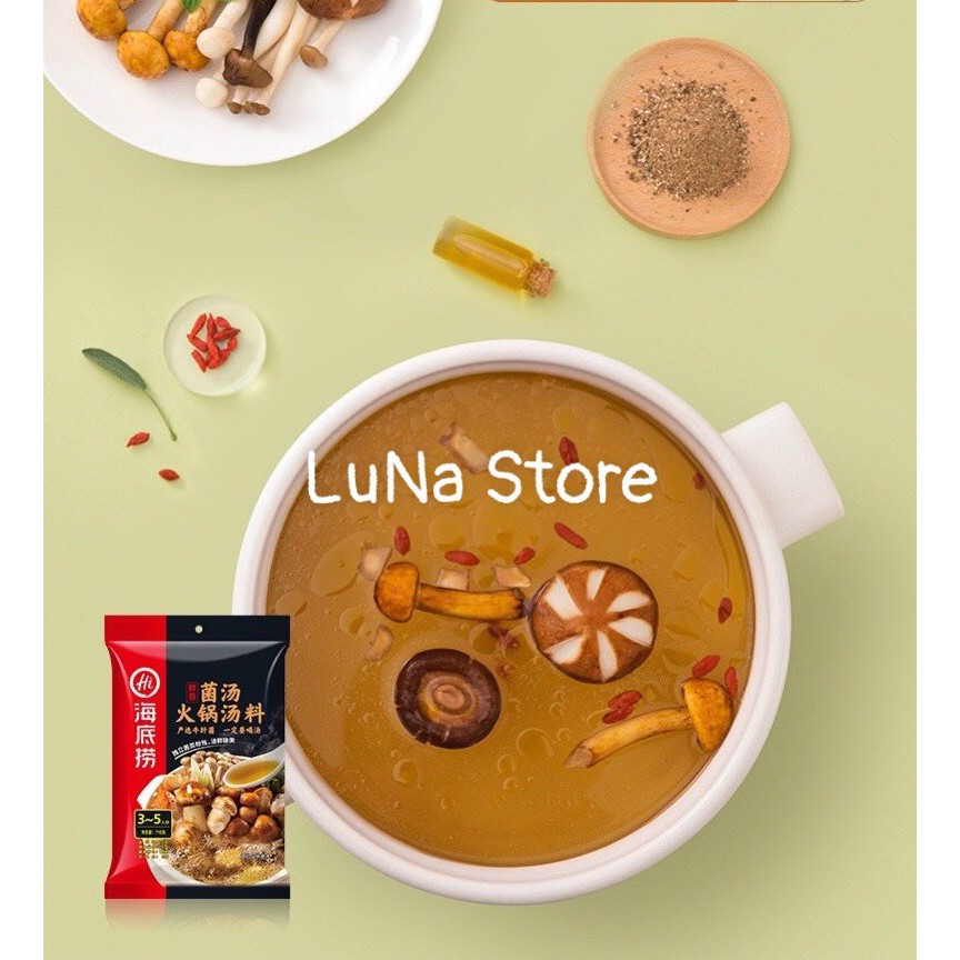 Gia vị lẩu nấm ngọt dịu, cốt lẩu Haidilao chuẩn vị Trung Quốc date mới - LuNa Store