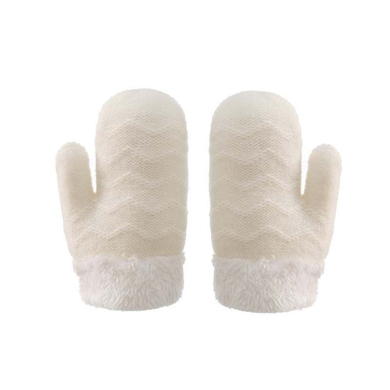 Bộ Mũ Beanie + Găng Tay + Găng Tay Phủ Lông Màu Trơn Giữ Ấm Mùa Đông Cho Bé