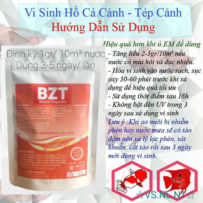 Vi Sinh Làm Sạch Nước‐Khử Mùi Hôi Cá Cảnh,Koi ,Tép Cảnh#BZT ĐỎ 《Mua 10 Tặng 1》