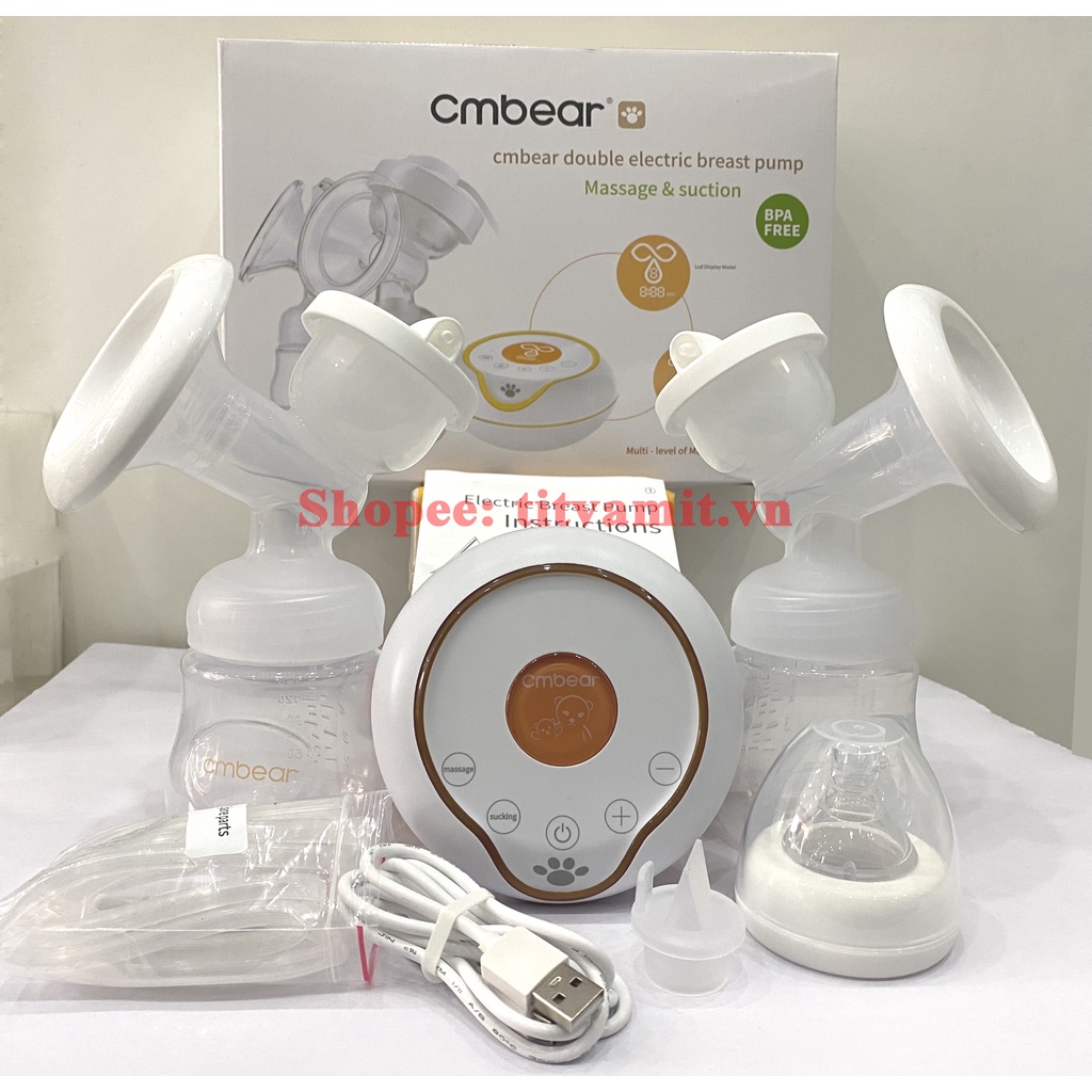 [CÓ MÁT XA] Máy hút sữa điện đôi Cmbear, Hút êm, massage, kích sữa tốt