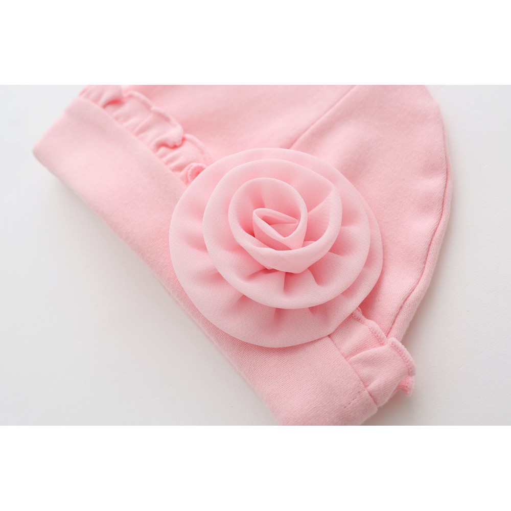 Nón sơ sinh cho bé gái từ 0-12 tháng tuổi, chất cotton mát, hoạt tiết dễ thương, đính hoa đẹp