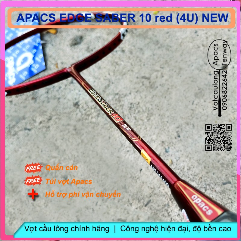 Chính hãng BH-[Vợt cầu lông Apacs Edge Saber 10 red NEW- 4U] | Đỏ mạnh mẽ, có thể đan 13kg, bền bỉ, phiên bản NEW