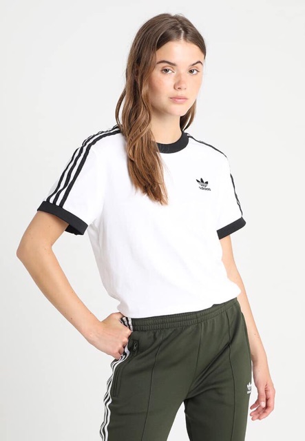 (HÀNG XUẤT XỊN) Áo das trắng 3 sọc đen kinh điển CLFN 3-Stripes (Form nử 3 size)