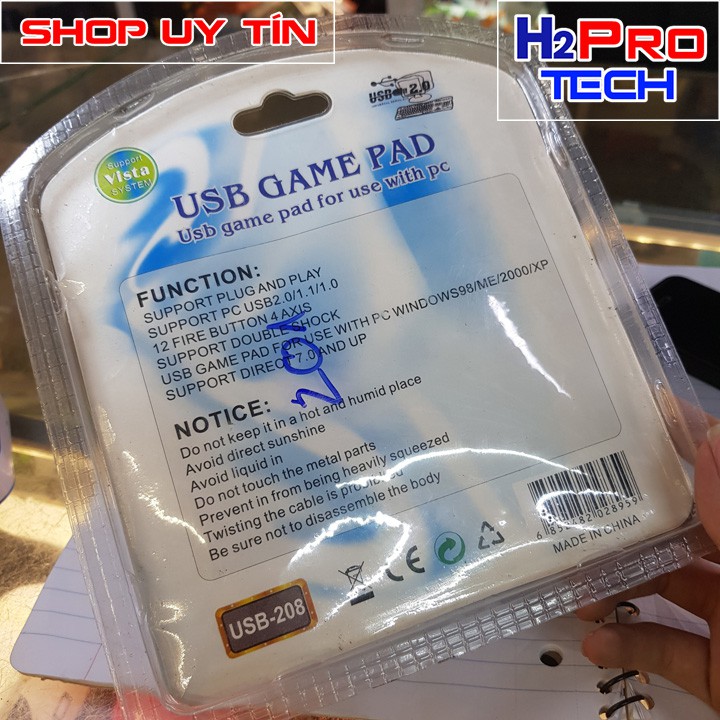 Tay cầm chơi game Double shock GAME PAD USB-208 chính hãng