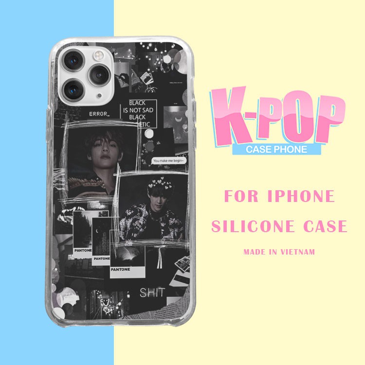 Ốp lưng điện thoại BTS Taehyung aesthetic black cho iPhone12promaxXS XR nữ 8plus mềm 7Plus X XR Xs Max 6 6s BLUTAE0012