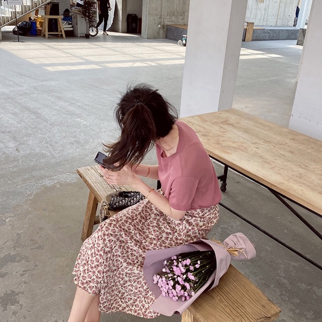 Chân váy vintage dang midi hoạ tiết hoa hồng 🌹 CV6655 Hàng quảng Châu | BigBuy360 - bigbuy360.vn