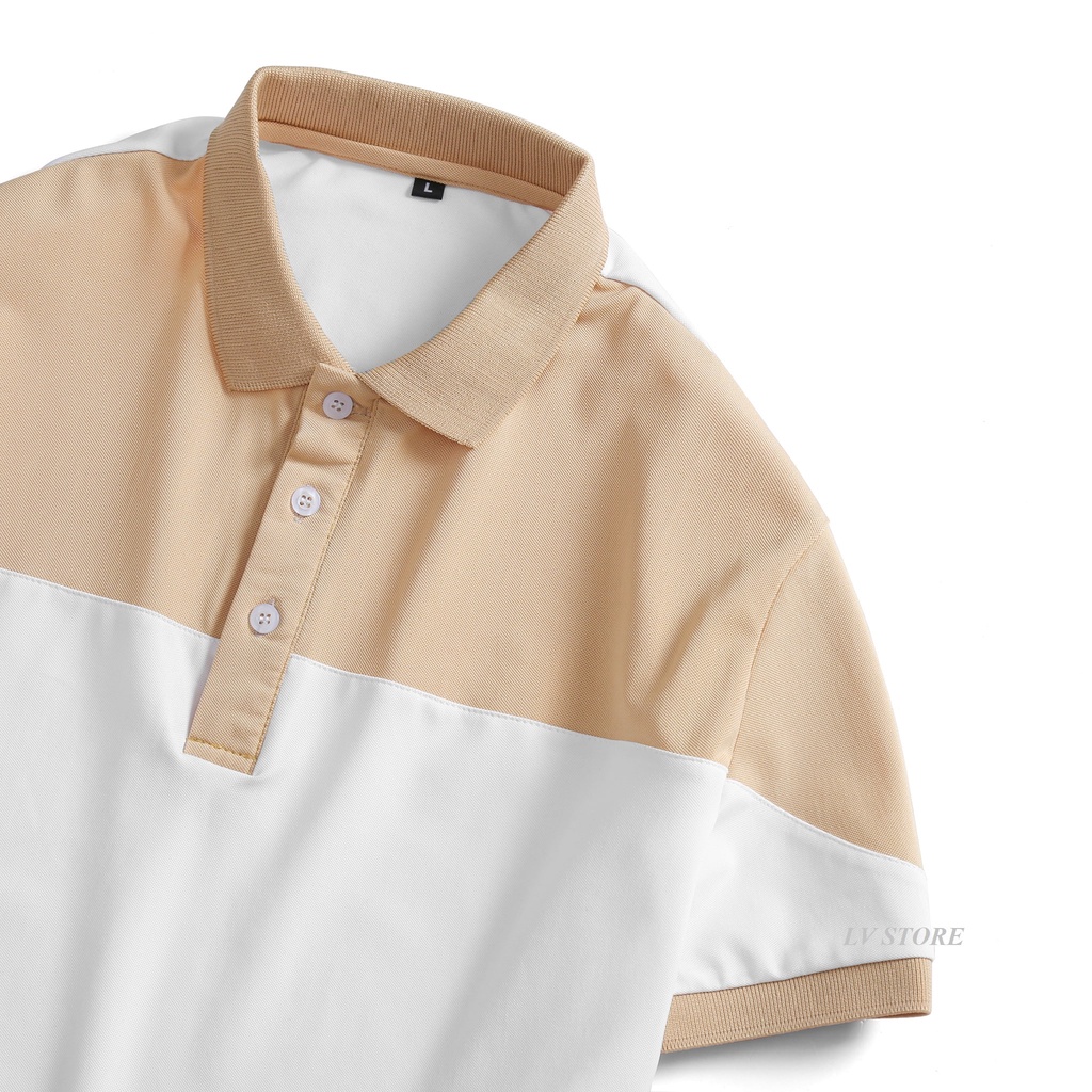 Áo Polo nam phối màu be Tulip áo thun cổ bẻ tay ngắn vải cá sấu cotton cao cấp lịch sự, thanh lịch - Lv Store