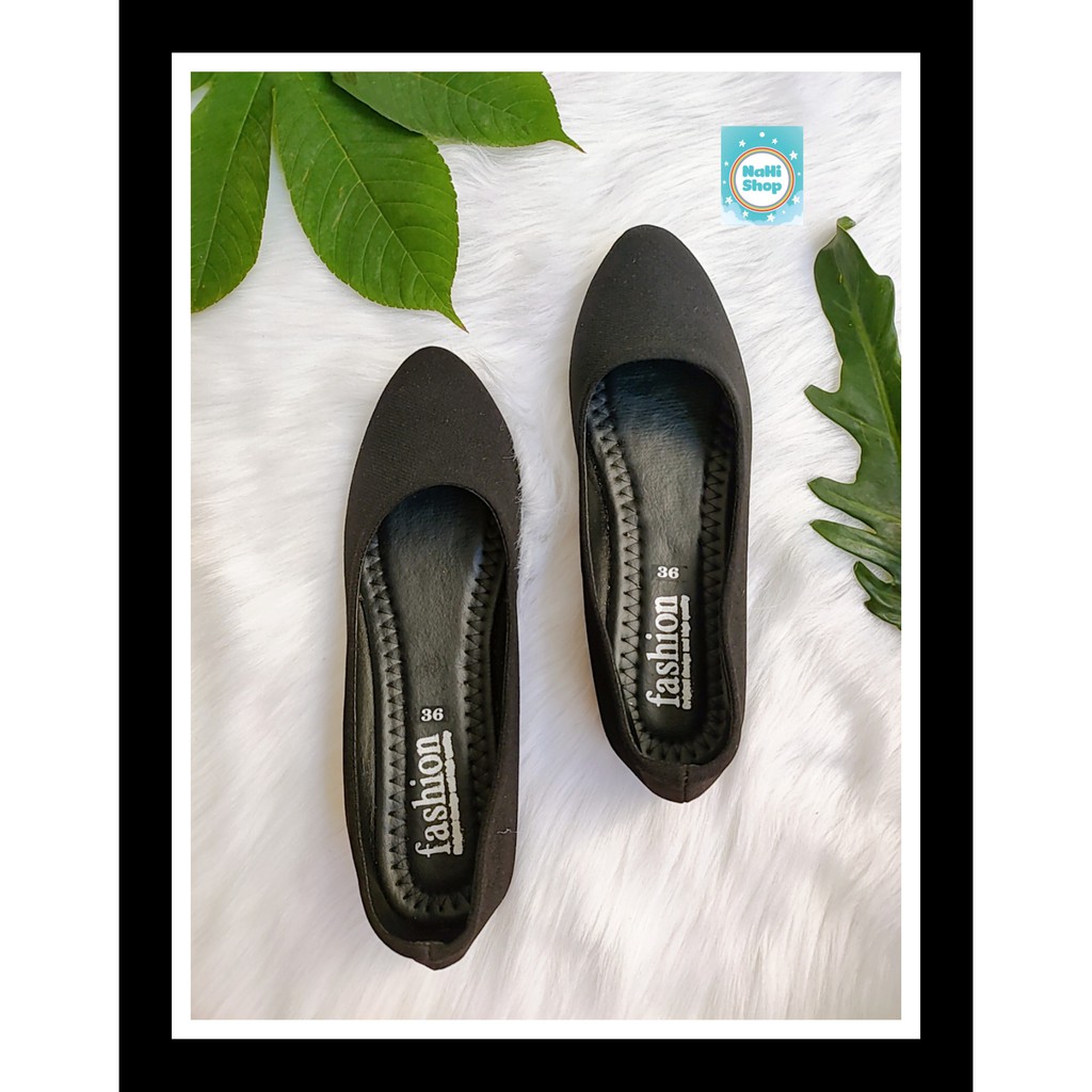 Giày búp bê đen vải đế nhựa NAHI BB02 | BigBuy360 - bigbuy360.vn