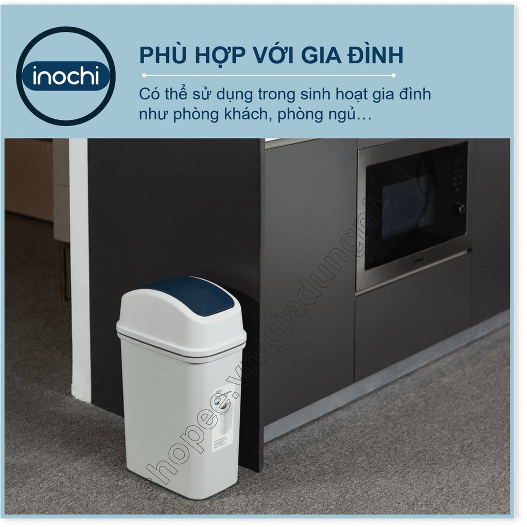 Thùng Rác Nhựa Nắp Lật Inochi 15 Lít Rất Đẹp Làm Sọt Rác Văn Phòng, Khách Sạn, Đựng Rác Gia Đình, Để Bàn Trong Nhà (tiêu