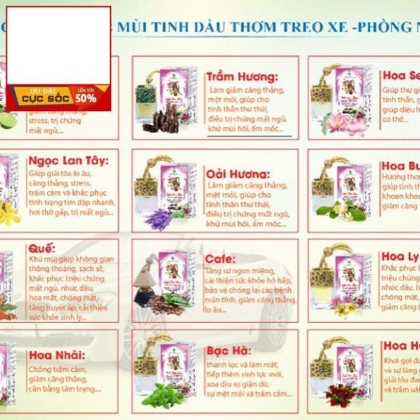 Tinh dầu thơm treo xe, khử mùi, xua muỗi