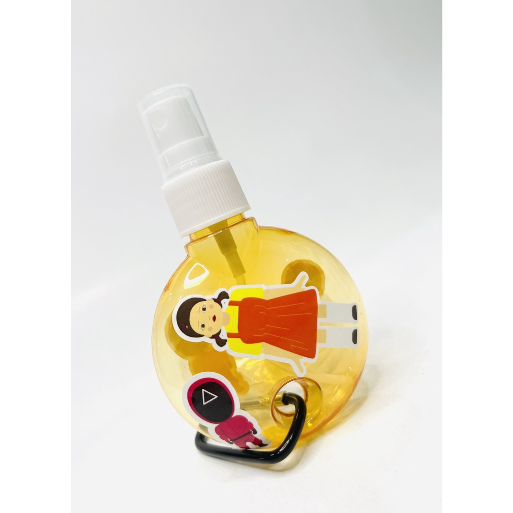 Bình xịt hình tròn 50ml tặng kèm sticker squid game và móc treo tiện dụng