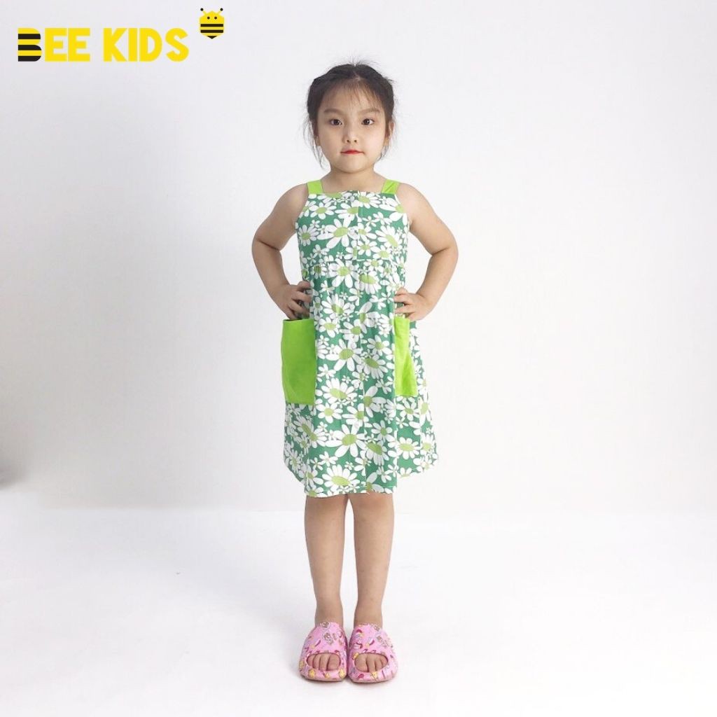 Váy Bé Gái Dáng Xòe Bee Kids Thiết Kế 2 Túi Dán Sườn Họa Tiết Nơ Cho Bé Gái (2 - 12 Tuổi) 7DC01709ST