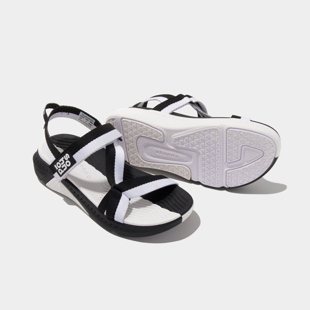 [Chính hãng]  Shondo Giày Sandal F7 Half đen trắng - F7H1010