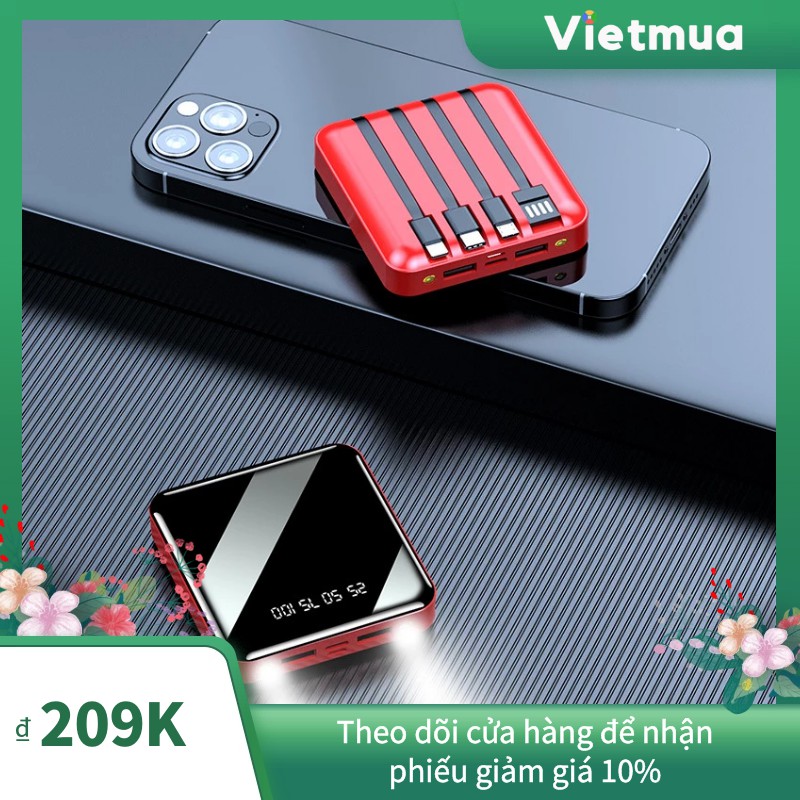 Pin Sạc Dự Phòng Kiểu Mới 20000 mAh Full Màn Hình Hiền Thị Sạc Nhanh Nguồn Điện Di Động