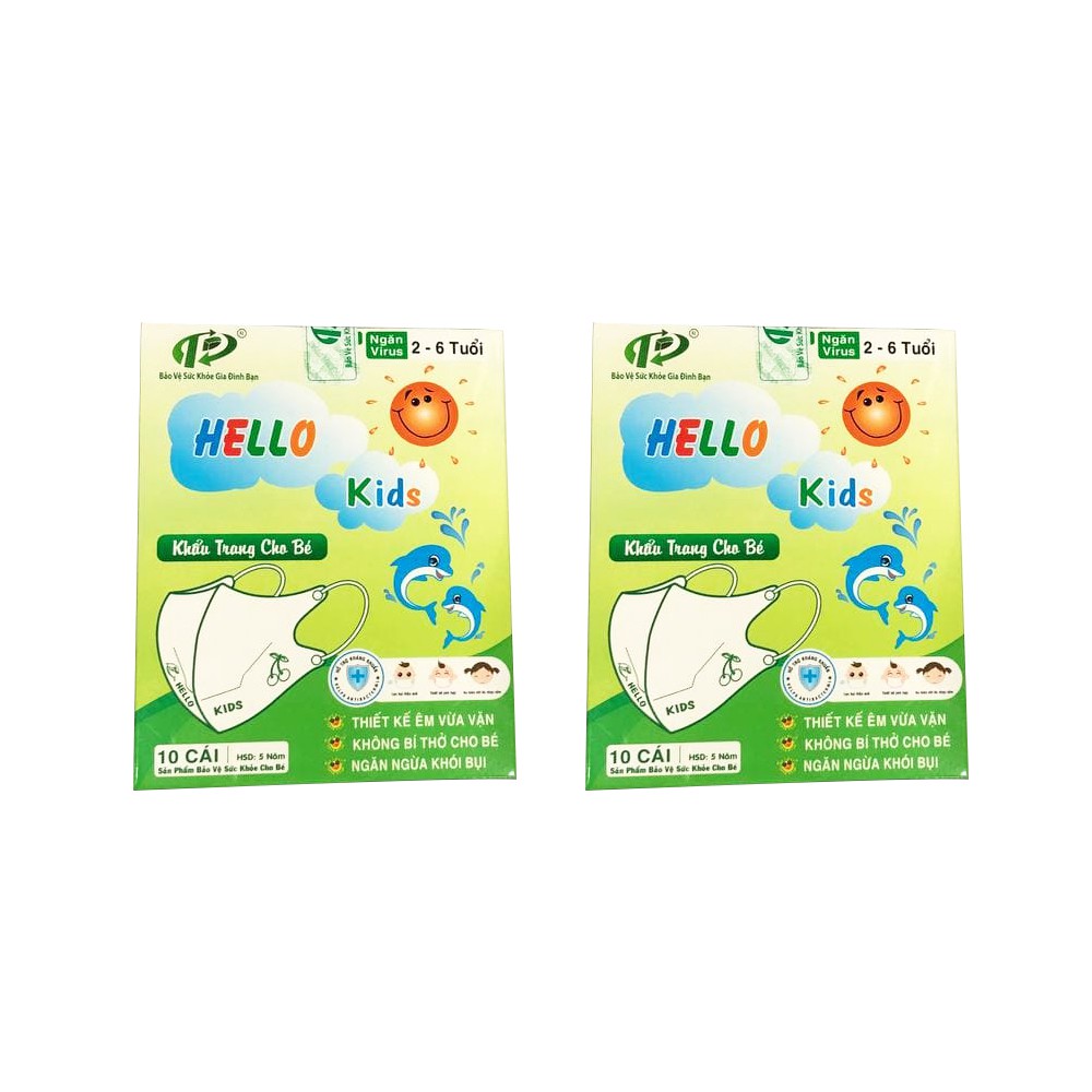 Khẩu trang 3D trẻ em Hello Kids kháng khuẩn (4 lớp)