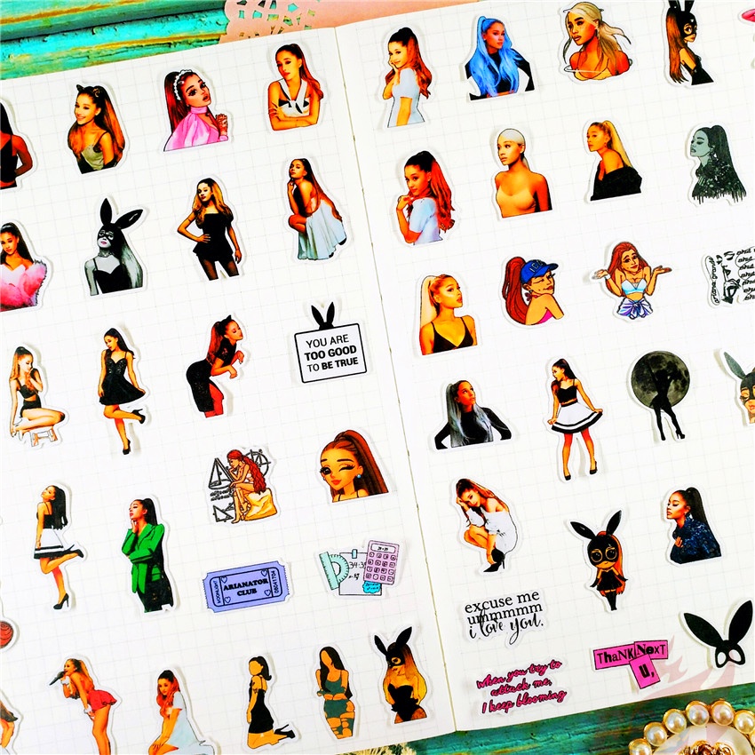 ★★★ Ariana Grande Q-1 Mini Diary Manual Stickers ★★★ 60Pcs/Set DIY Fashion Scrapbooks Album Decor Decals Stickers