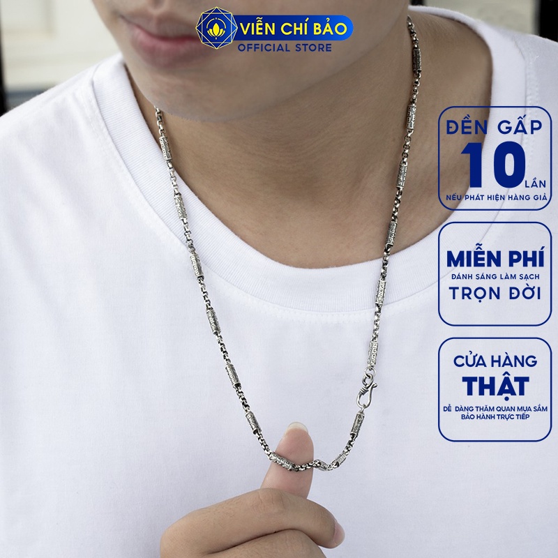 Dây chuyền bạc nam Lục Tự Chân Ngôn nhỏ bạc Thái 925 thời trang phụ kiện trang sức Viễn Chí Bảo D100046
