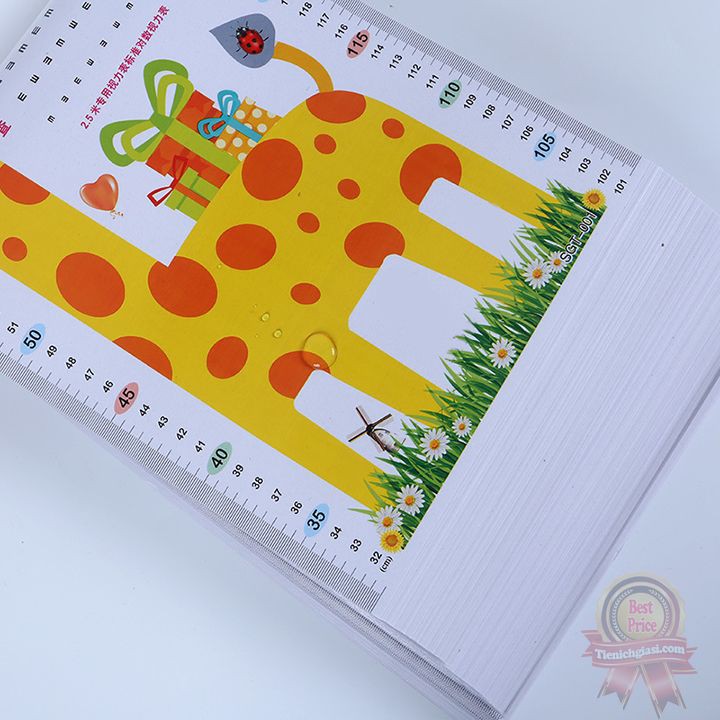 Decal dán tường thước đo chiều cao cho bé trai bé gái hươu cao cổ tại nhà siêu dính trên mọi chất liệu