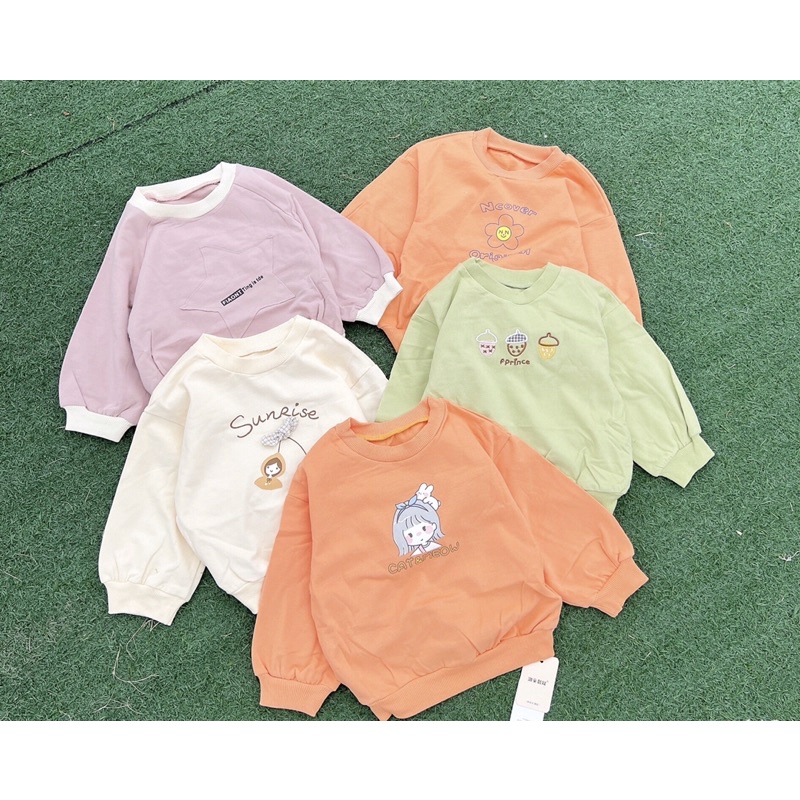 Áo bé gái,Áo phông dài tay quảng châu da cá nhiều hoạ tiết màu hàn dễ thương A0065